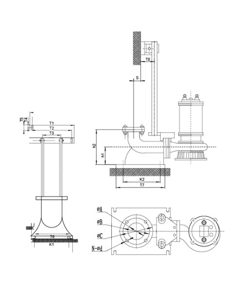 Bản vẽ lắp đặt khớp nối nhanh bơm chìm PEROTAC – bomchim.net